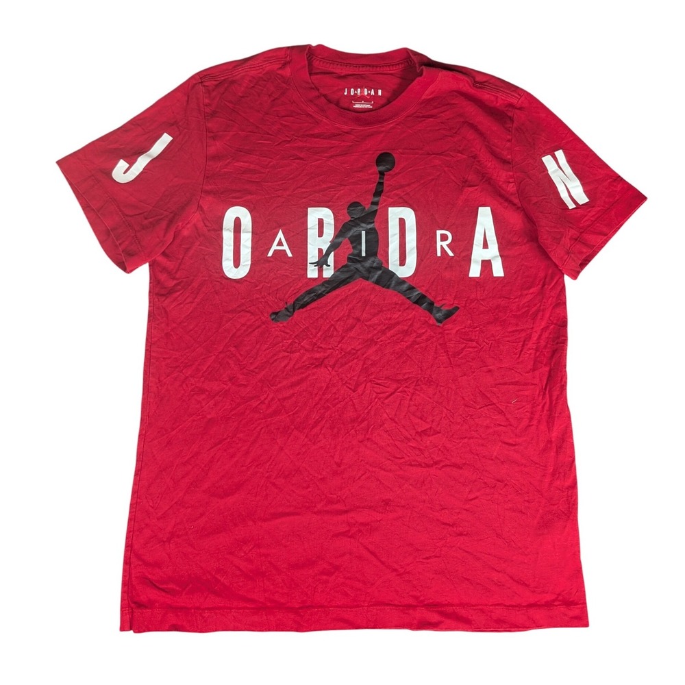Jordan Brand Jumpman Graphic T-Shirt Mens Red Short Sleeve Crew Neck Cotton L